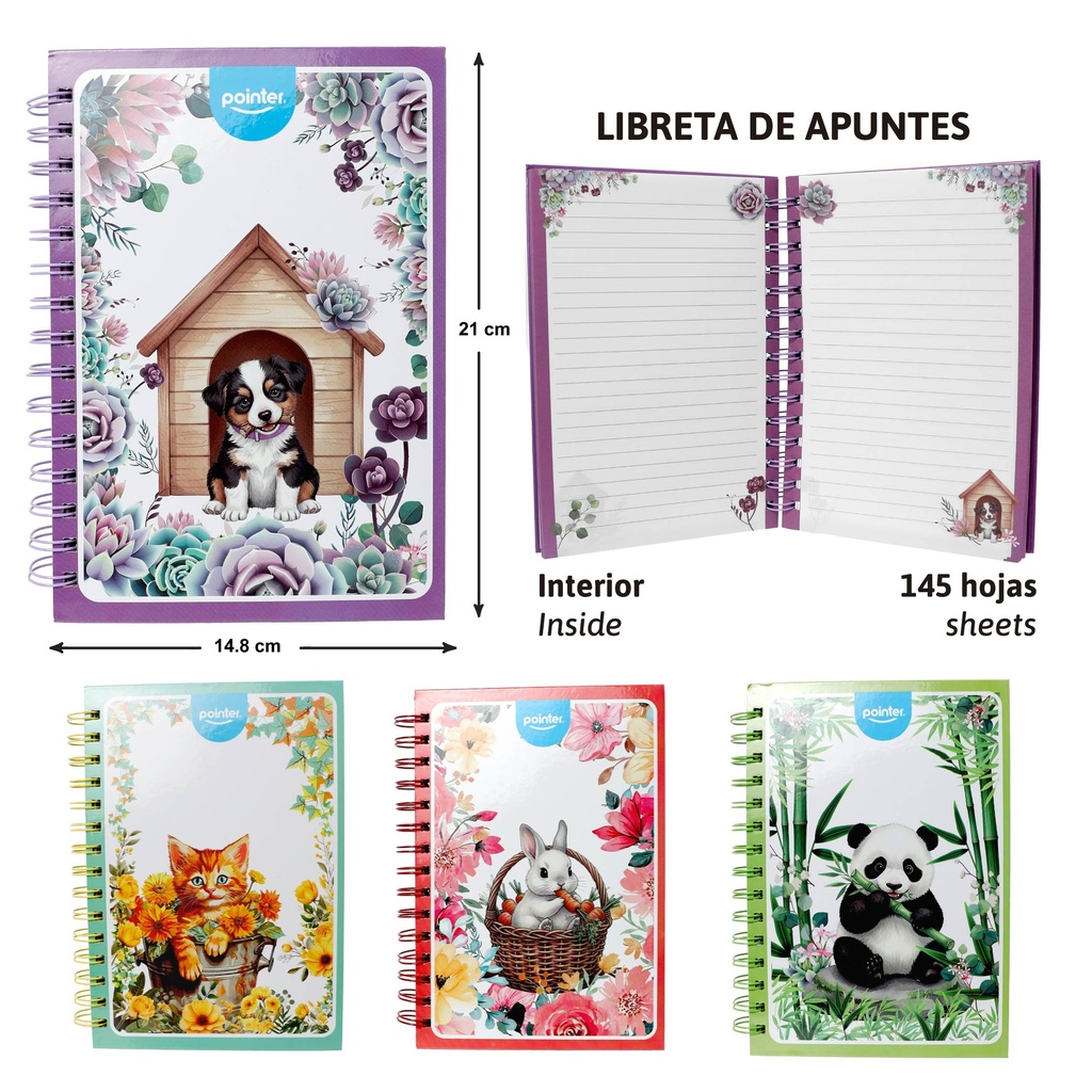 LIBRETA DE APUNTES ESPIRAL A5 145 HOJAS
