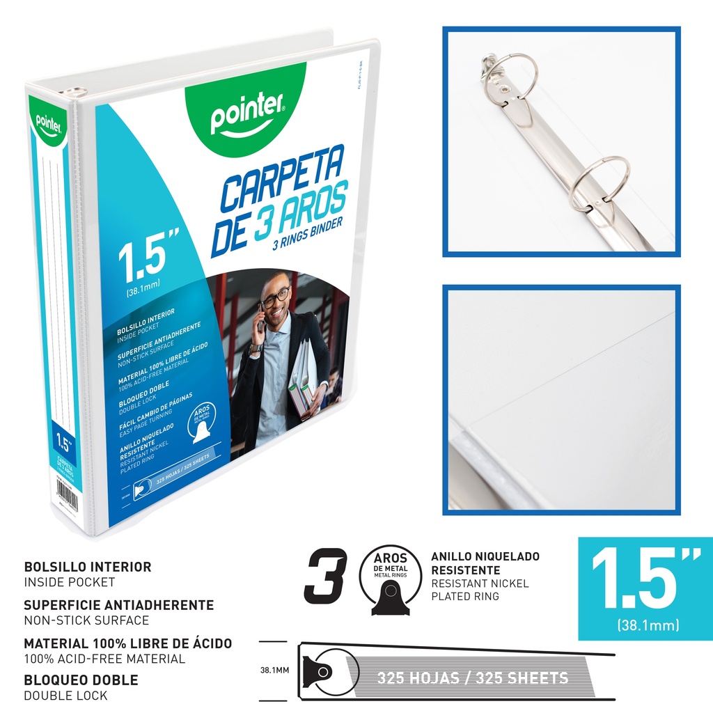 CARPETA AZUL 3 AROS 1.5"