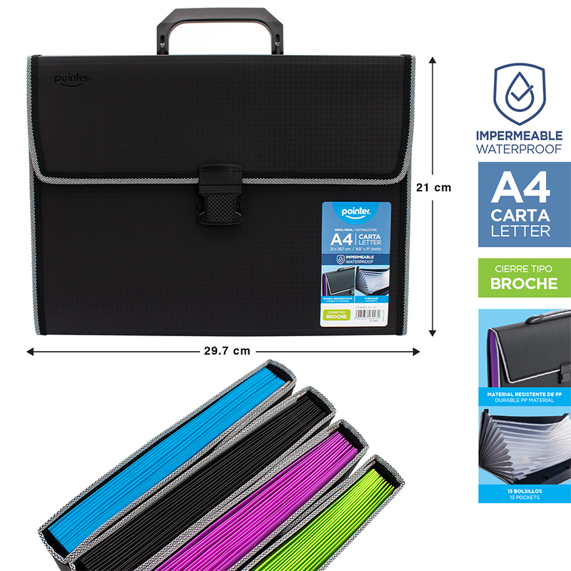 MALETIN ARCHIVADOR EXPANDIBLE A4 13 BOLSILLOS