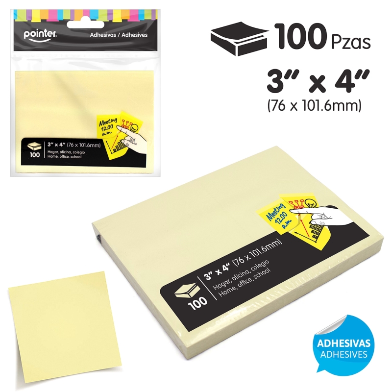 NOTAS ADHESIVAS - 3x4" x100 HOJAS