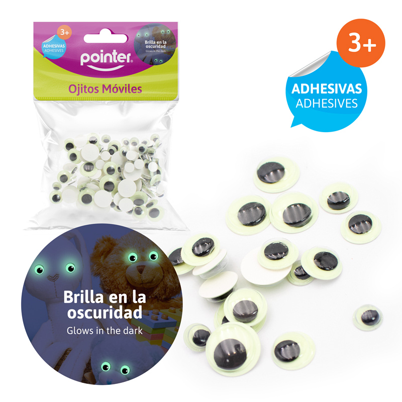 OJITOS MOVILES ADHESIVOS PARA MANUALIDADES (BRILLA EN LA OSCURIDAD)