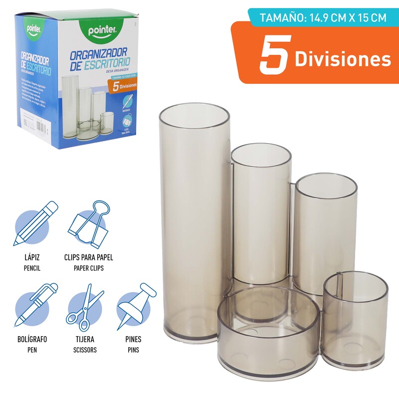 ORGANIZADOR DE ESCRITORIO 5 COMPARTIMIENTOS