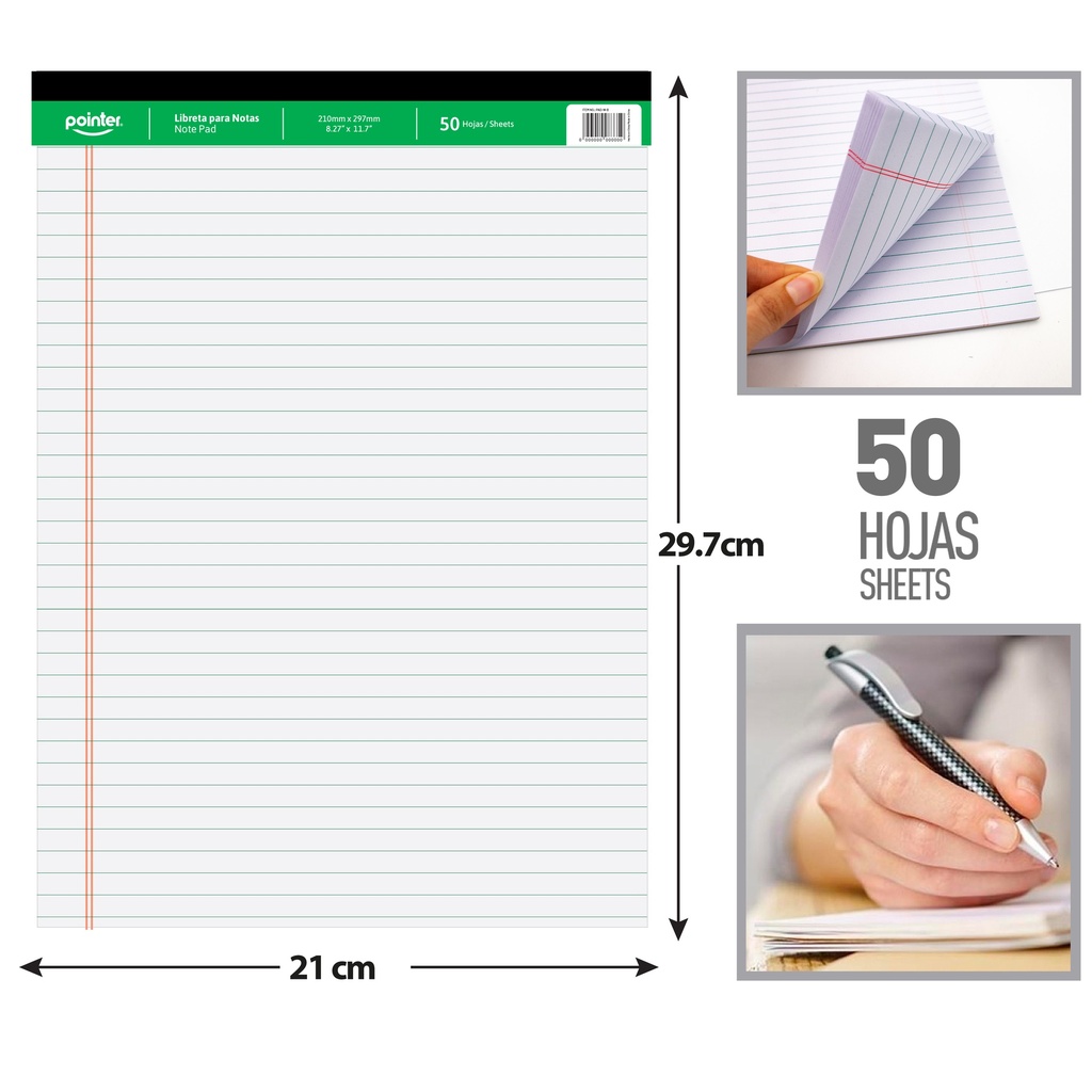 LIBRETA PARA NOTAS EMPASTADA x50 HOJAS - 21 x 29.7CM