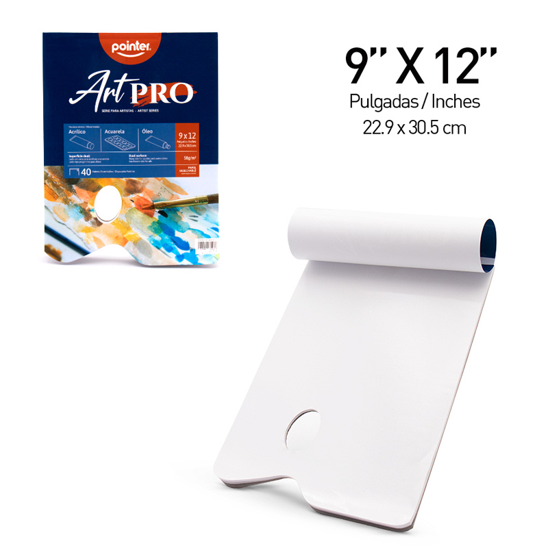 BLOCK ART PRO DE PALETAS DESECHABLES 9x12" x40 HOJAS