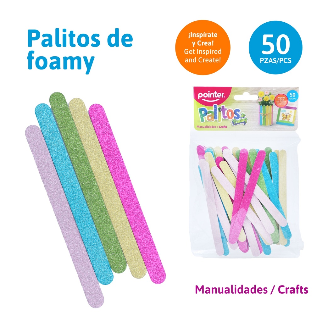 PALETAS ESCARCHADAS DE FOAMY x50PZAS