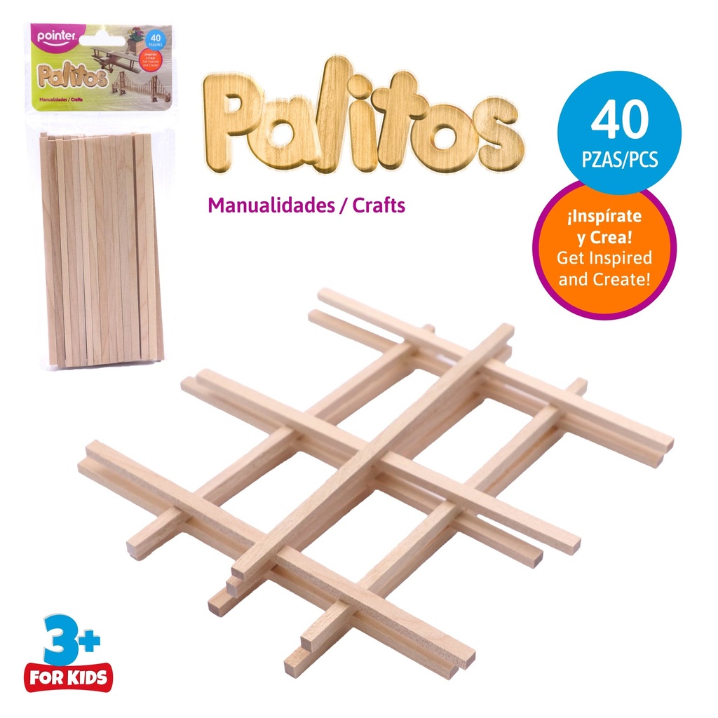 PALITOS PARA MANUALIDADES CUADRADOS 15 x 0.5CM x40PZAS