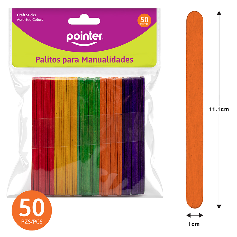 PALITOS DE COLORES PARA MANUALIDADES x50PZAS