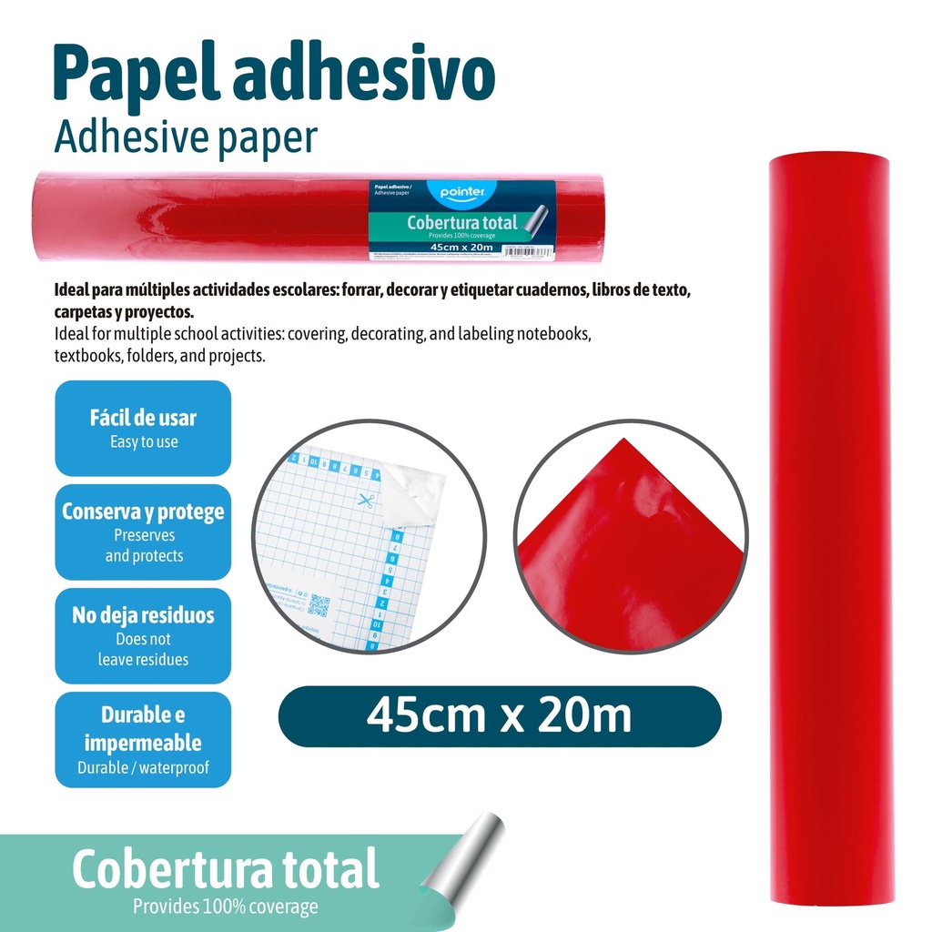 PAPEL ADHESIVO 20 ROJO