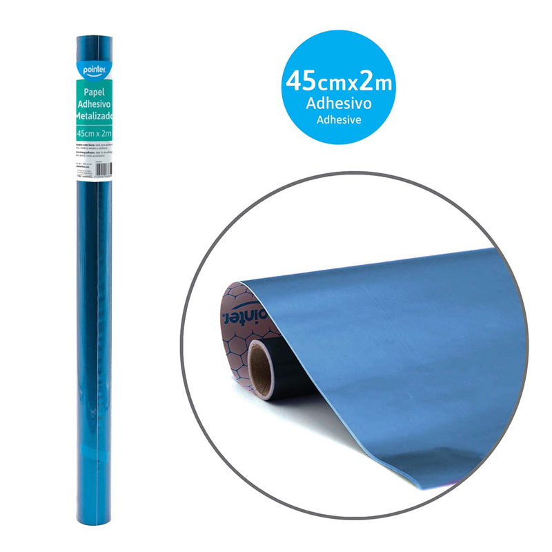 PAPEL CONTAC METALIZADO AZUL - 45Cm x 2Mts