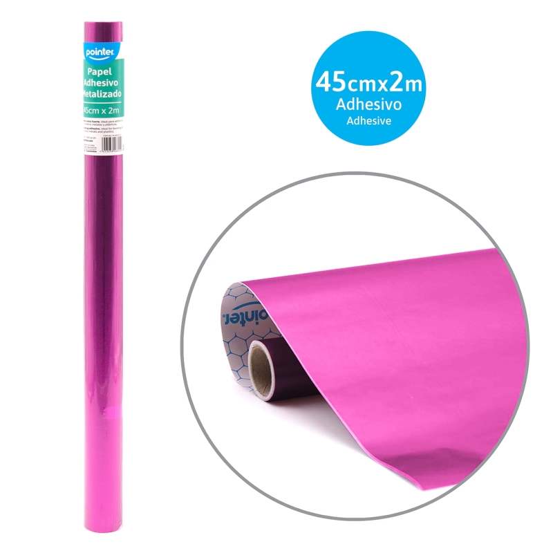 PAPEL CONTAC METALIZADO FUCSIA - 45Cm x 2Mts