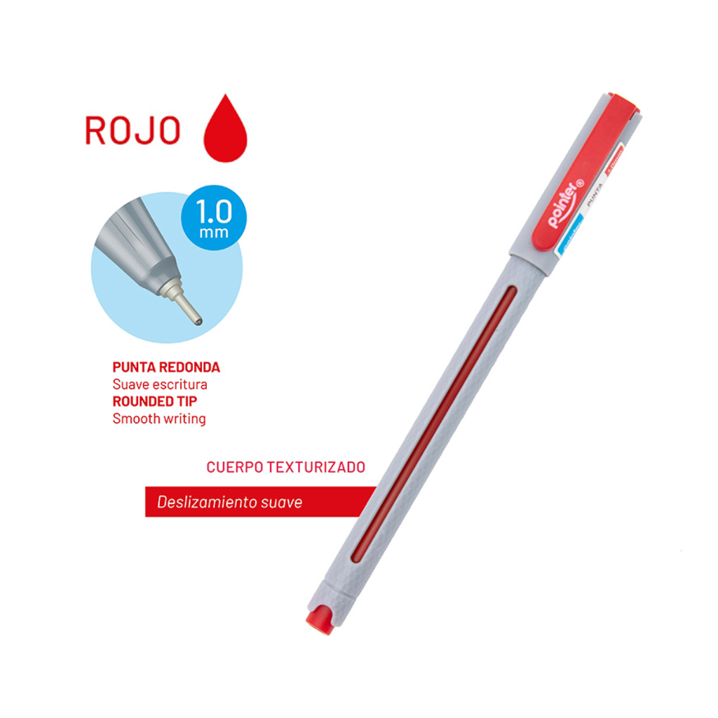 BOLIGRAFO TINTA ROJA 1.0MM - CUERPO TEXTURIZADO UNIDAD