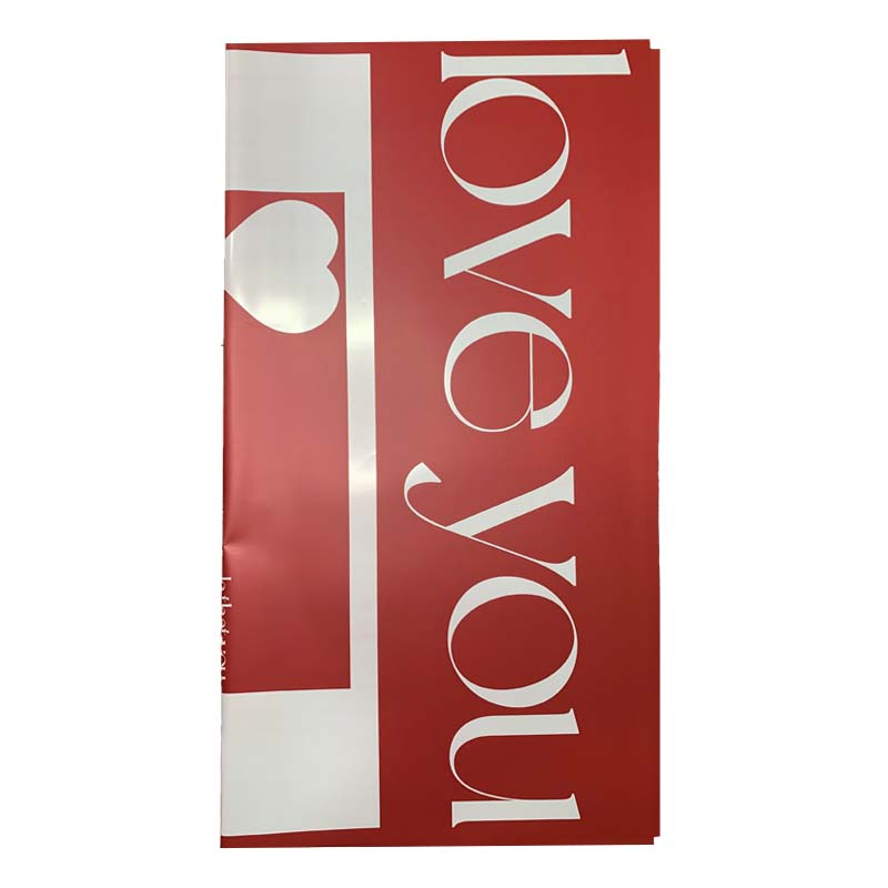 PAPEL COREANO OUYA BITONO OPACO LOVE YOU - ROJO/BLANCO 57x57CM