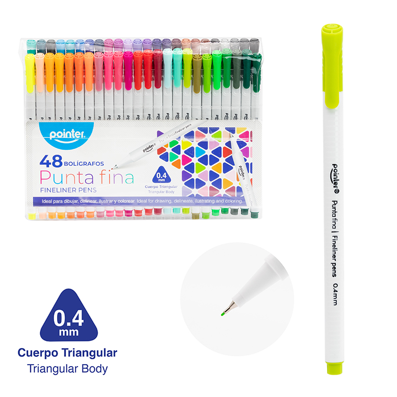 BOLIGRAFO PUNTA FINA 4mm x 48 COLORES
