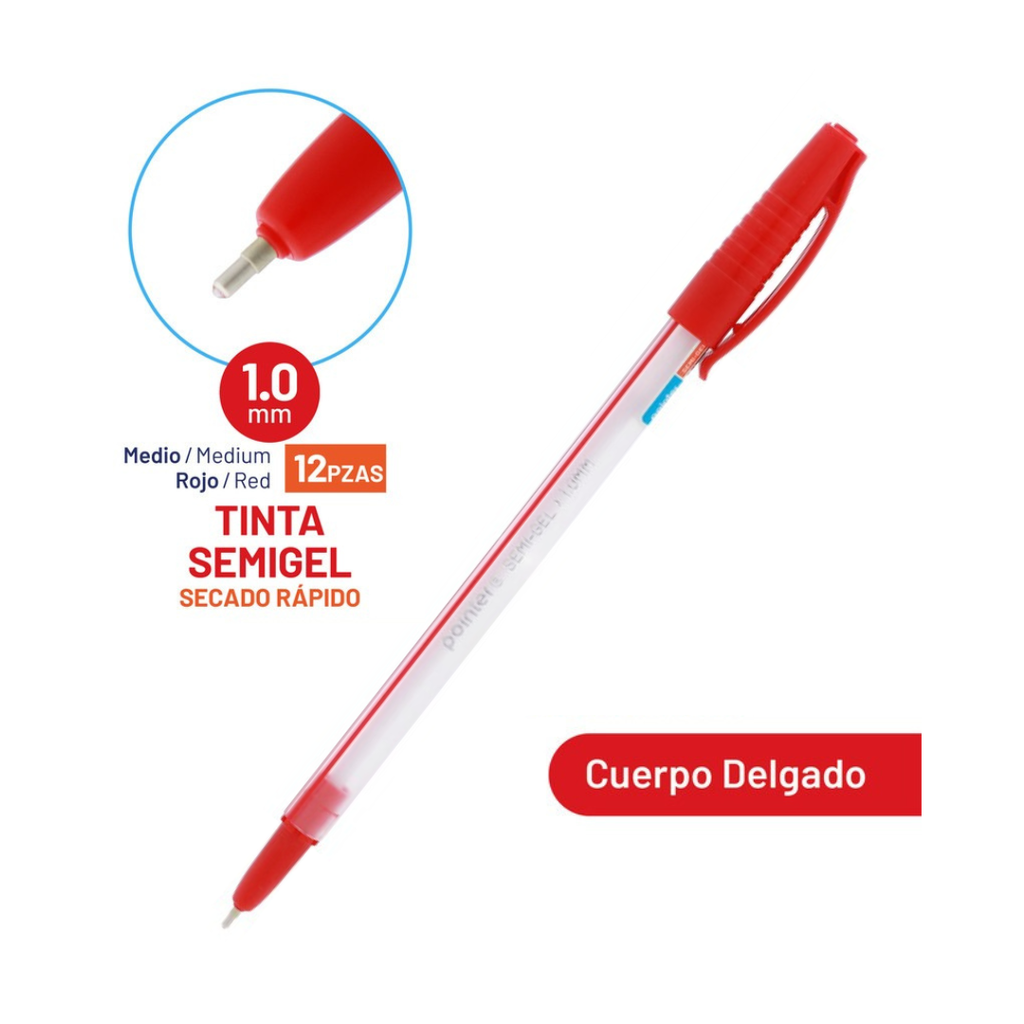 BOLIGRAFO SEMIGEL ROJO ULTRA SUAVE 1.0MM UNIDAD