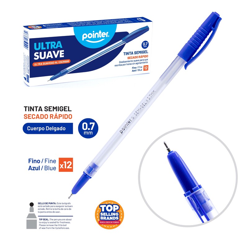 BOLIGRAFO SEMIGEL AZUL ULTRA SUAVE 0.7MM UNIDAD
