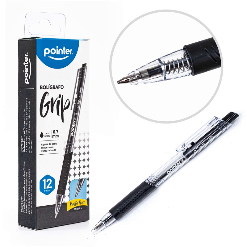 BOLIGRAFOS GRIP 0.7MM (NEGRO) UNIDAD