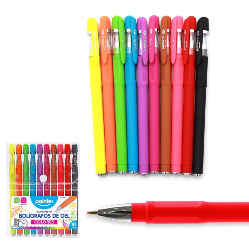 BOLIGRAFOS DE GEL 1.0MM  x10 COLORES