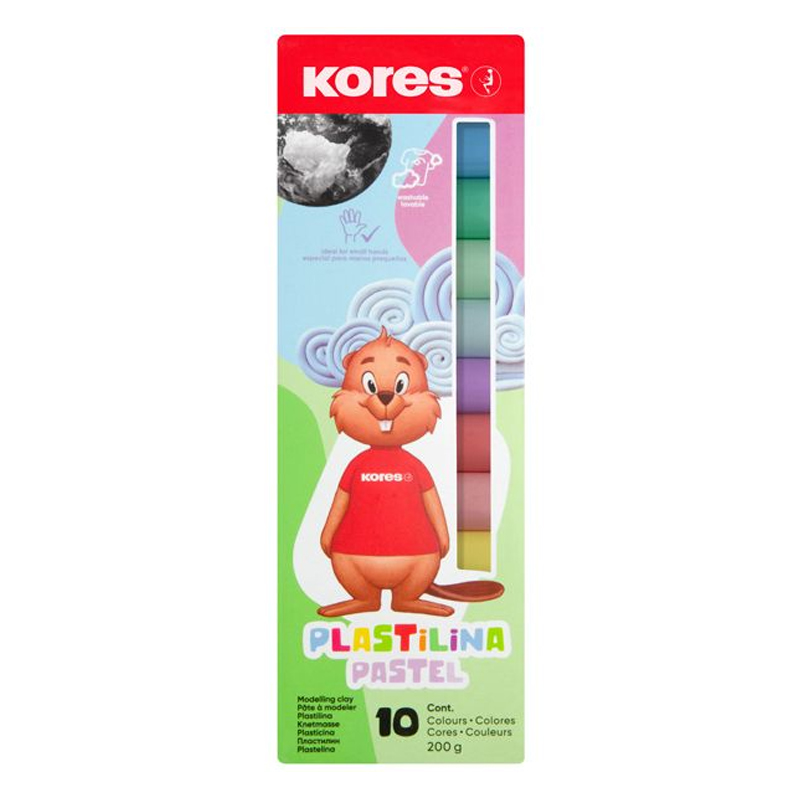 PLASTILINA ESCOLAR PASTEL - 200GR x10 COLORES