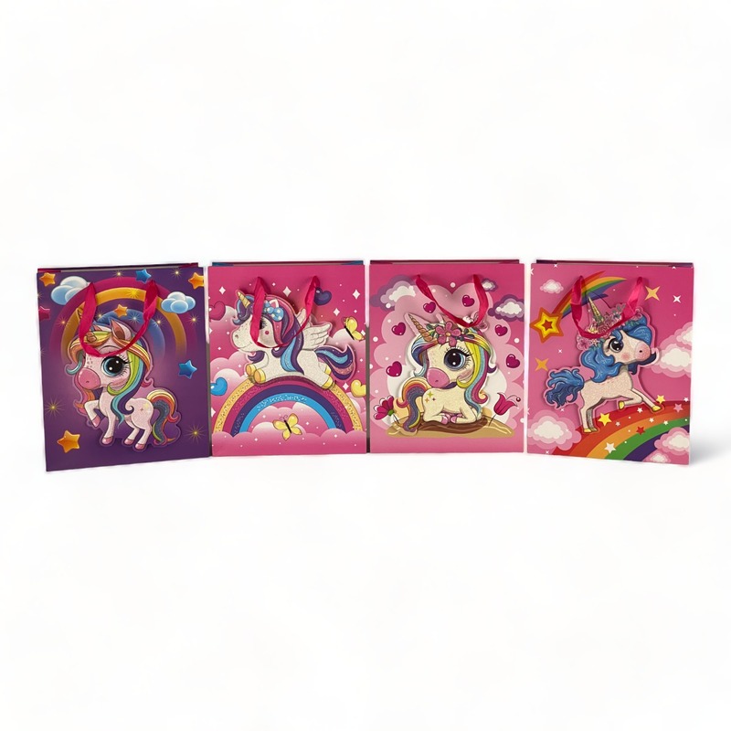 BOLSA DE REGALO MEDIANA UNICORNIO ARCOIRIS 