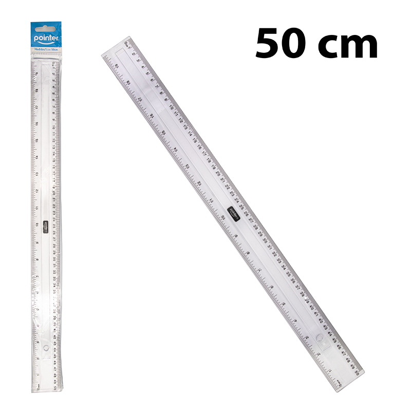 REGLA 50CM CUERPO PLASTICO TRANSPARENTE