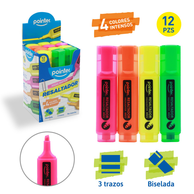 RESALTADOR FLUORESCENTE GRUESO - COLORES SURTIDOS