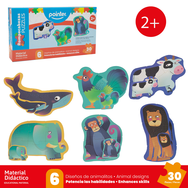 ROMPECABEZAS x30 PZAS - DISEÑOS DE ANIMALES