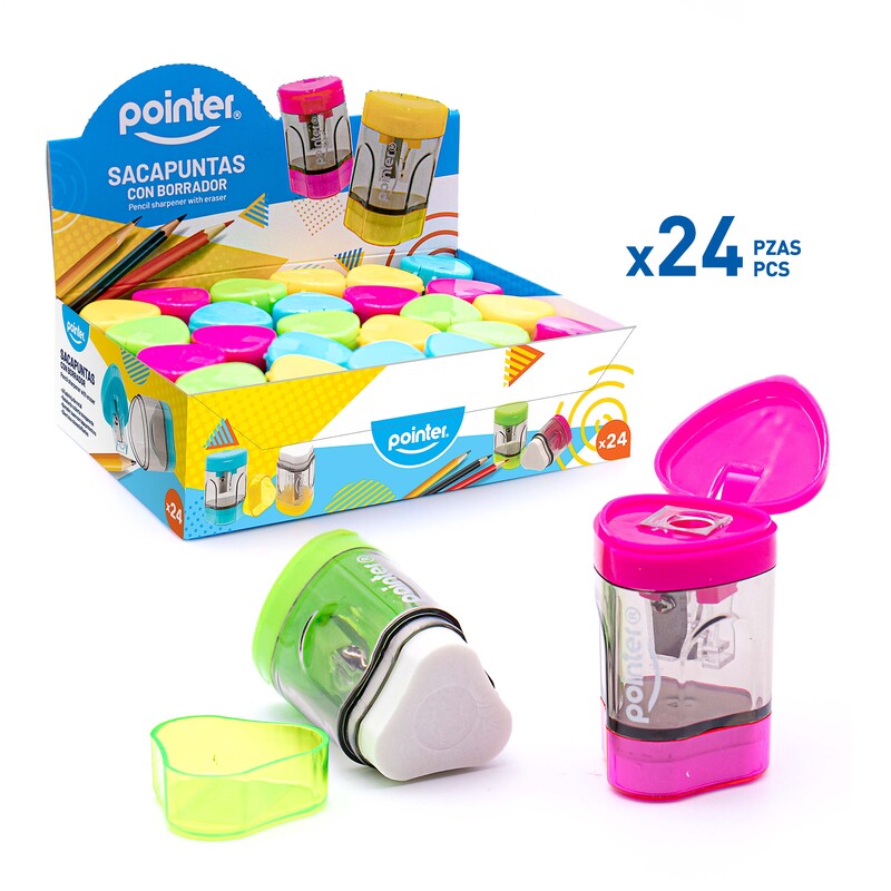 SACAPUNTAS CON DEPOSITO Y GOMA (CAJA CON 24 PZAS.)