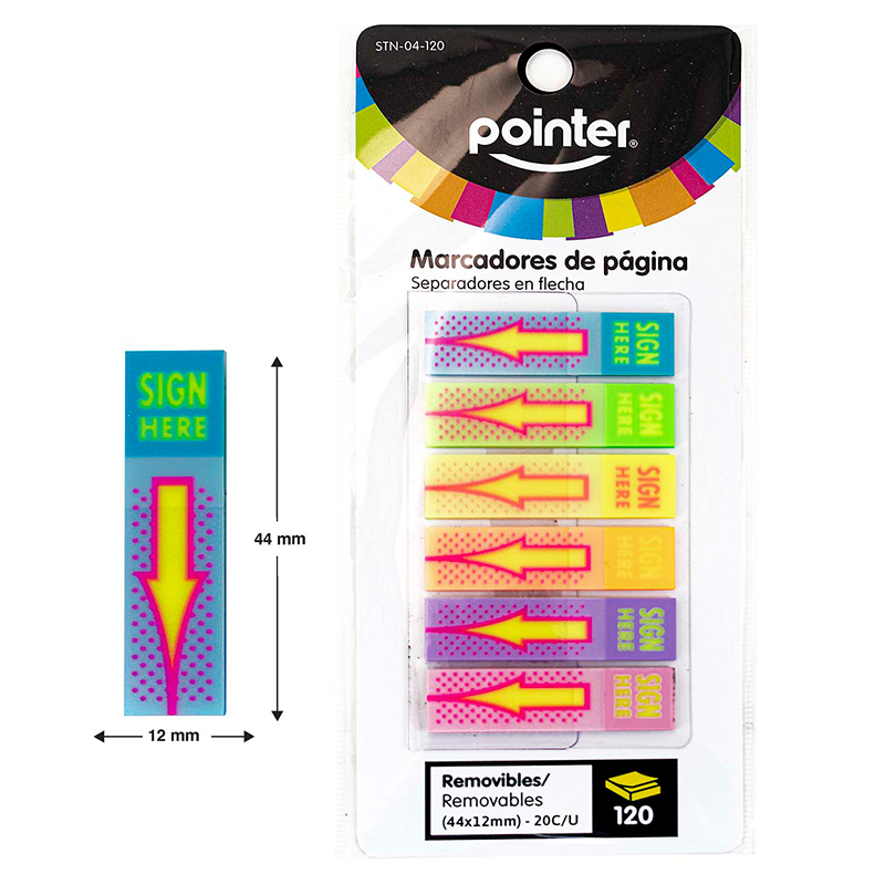 MARCADORES DE PAGINA ADHESIVOS - 4.4 x 1.2CM x120UND