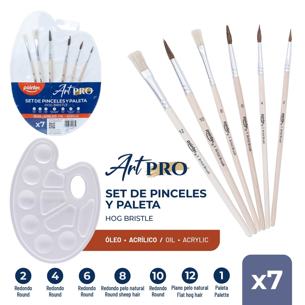 SET DE PINCELES Y PALETA x7PZAS