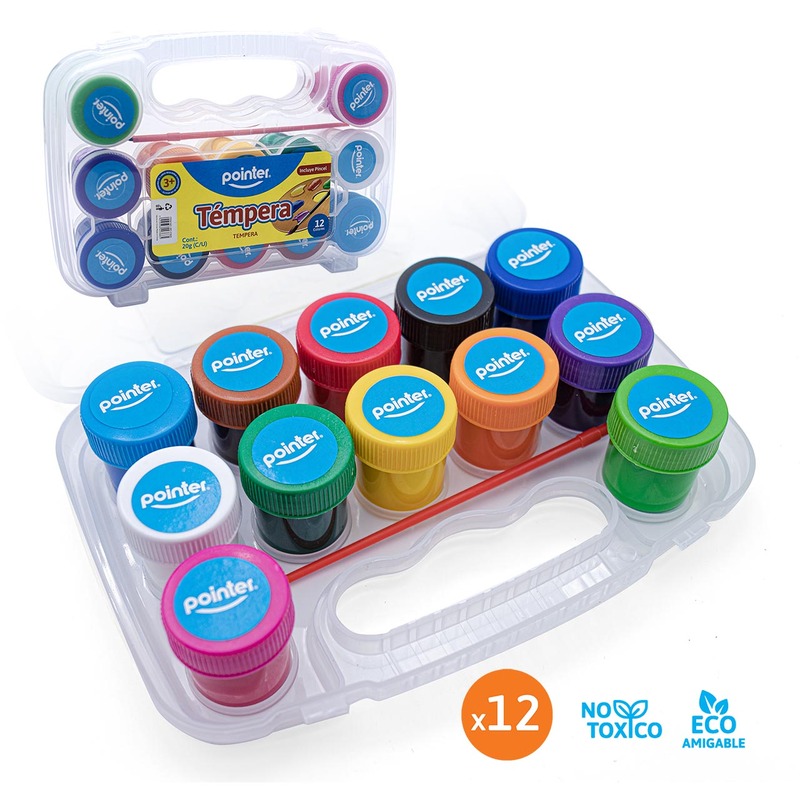 TEMPERA x12 COLORES + PINCEL