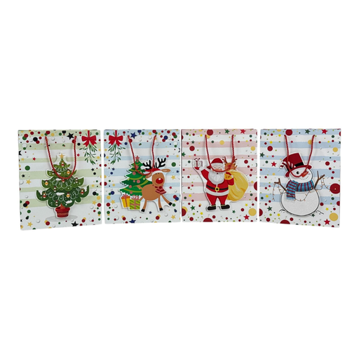 [784-6524685] BOLSA DE REGALO MEDIANA - NAVIDEÑA CON RELIEVE 32x26x10CM