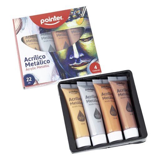 [MAP-4-22ML] PINTURA ACRILICA METALICA 22ML x4 TONOS