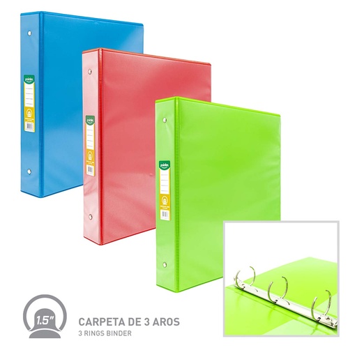 [FL1-38-1-5] CARPETA 3 AROS 1.5 PLGS COLORES