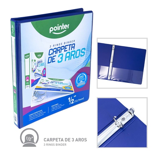 [FLJG-P-1-2-BU] CARPETA 3 AROS 1/2" - AZUL