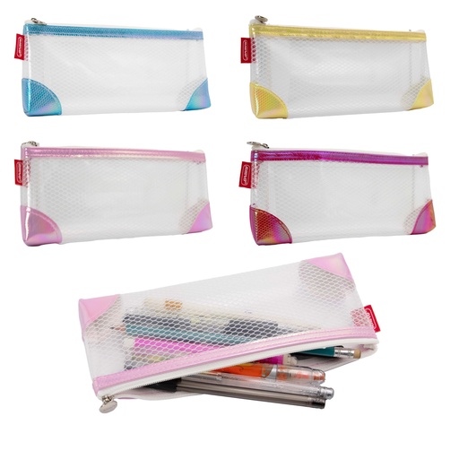 [PC-2353] CARTUCHERA DE MALLA PLASTICA TRANSPARENTE