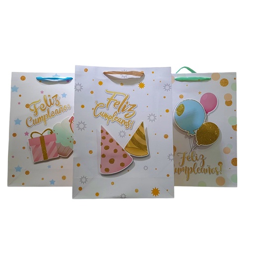 [786-6521321] BOLSA DE REGALO GRANDE FELIZ CUMPLEAÑOS  