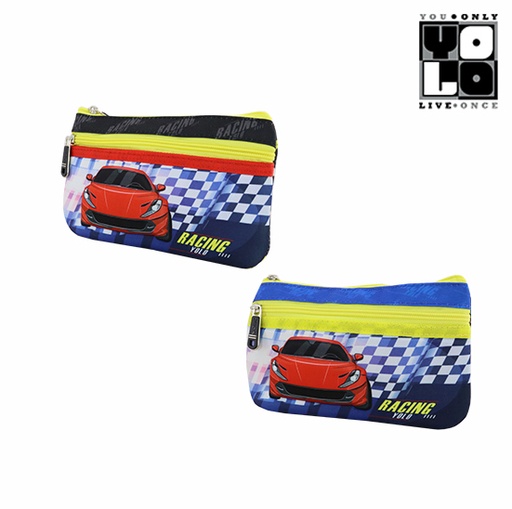 [60-34875] CCARTUCHERA INFANTIL DISEÑO RACING BANDERA A CUADROS