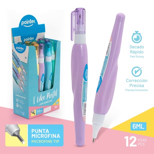 [AS-747] CORRECTOR LIQUDO TIPO LAPIZ COLOR PASTEL - 6ML UNIDAD