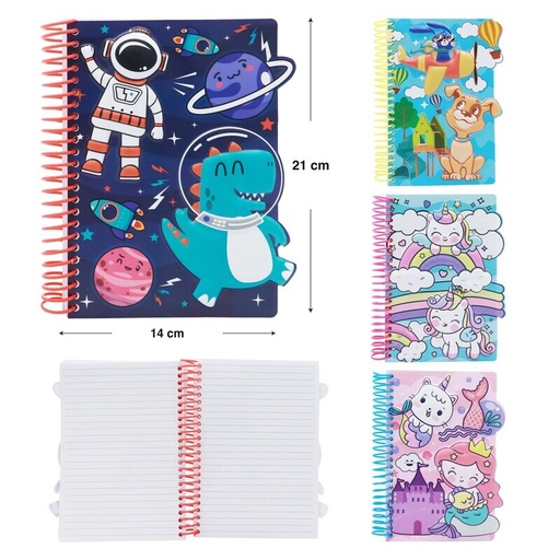 [NB-2414] LIBRETA ESPIRAL INFALTIL A5 PORTADA CON RELIEVES - x100 HOJAS BLANCAS