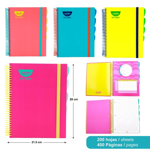 [MW-ESP-03-5M] LIBRETA ESPIRAL 5 MATERIAS x200 HOJAS