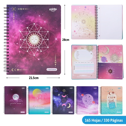 [ESP-15-5M] CUADERNO ESPIRAL 5 MATERIAS 330 PAGINAS (ASTRONOMIA)