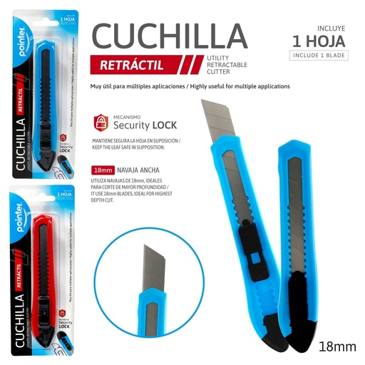 [CT-1902] CUCHILLA RETRACTIL 18mm