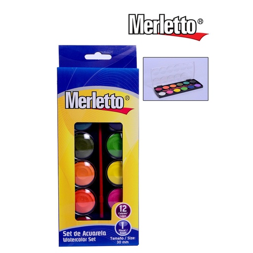 [780-7191502] SET DE ACUARELA x12 COLORES CON PINCEL