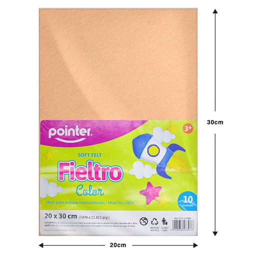 [FLT-1-CRM] FIELTRO CARNE 20X30CM x10pzs
