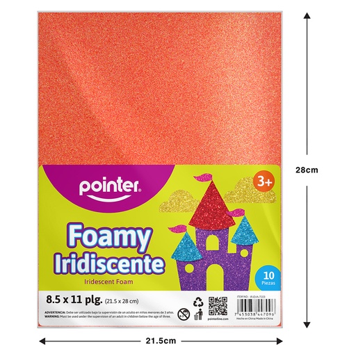 [IR-EVA-7003] FOAMY ESCARCHADO CORAL - CARTA (20x30CM)