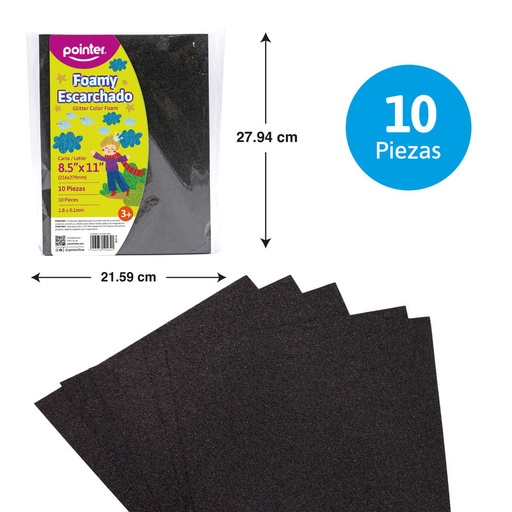 [GL-EVA-7015] FOAMY ESCARCHADO NEGRO - CARTA (20x30CM)