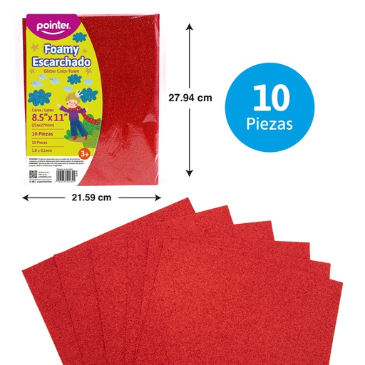 [GL-EVA-7002] FOAMY ESCARCHADO ROJO - CARTA (20x30CM)