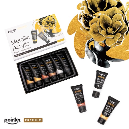 [AP-2280-M]  ACRILICO METALIZADO PREMIUM 22ml x6