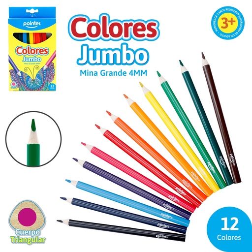 [TCP-12JB] LAPICES DE COLORES JUMBO x12PZS