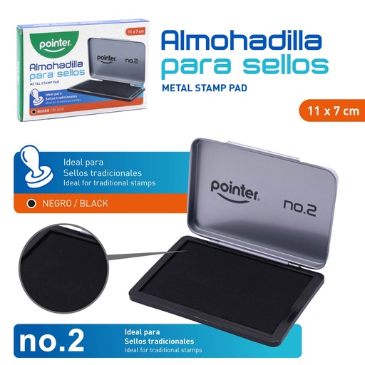 [SP-2000-BK] ALMOHADILLA METALICA PARA SELLO 11x7CM